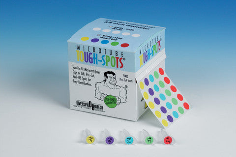 1/2" Tough-Spots, 5-up assorted colors 5,000/roll